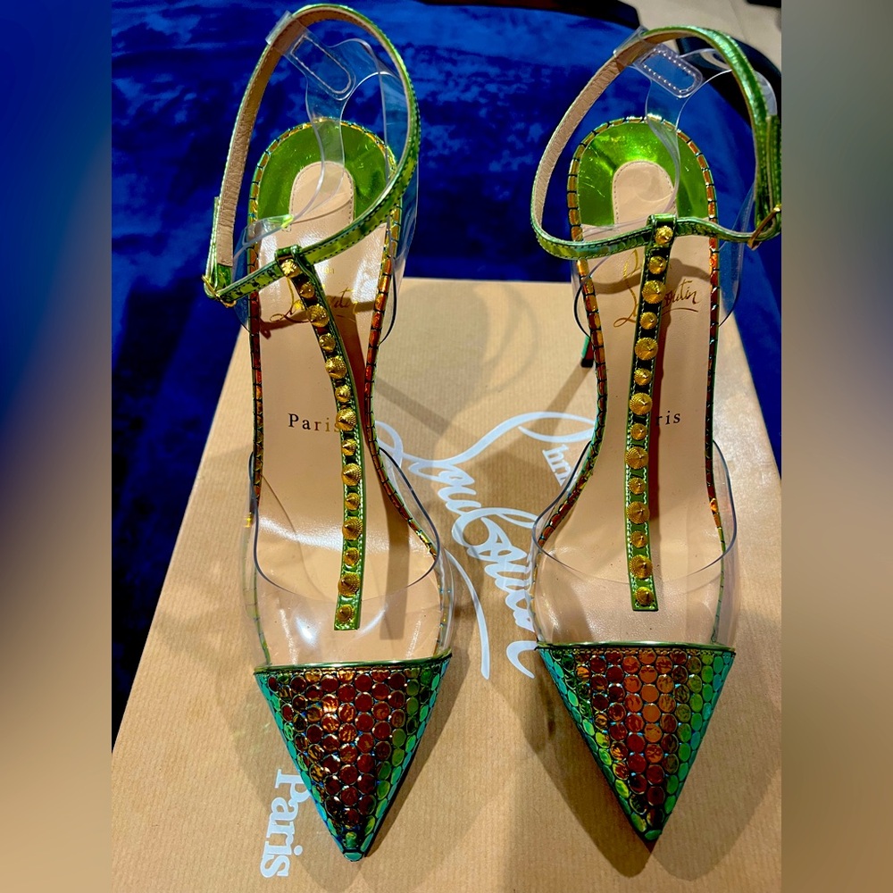 CHRISTIAN LOUBOUTIN Multicolor Nosy Spike Strass Heels Made in Italy size 39